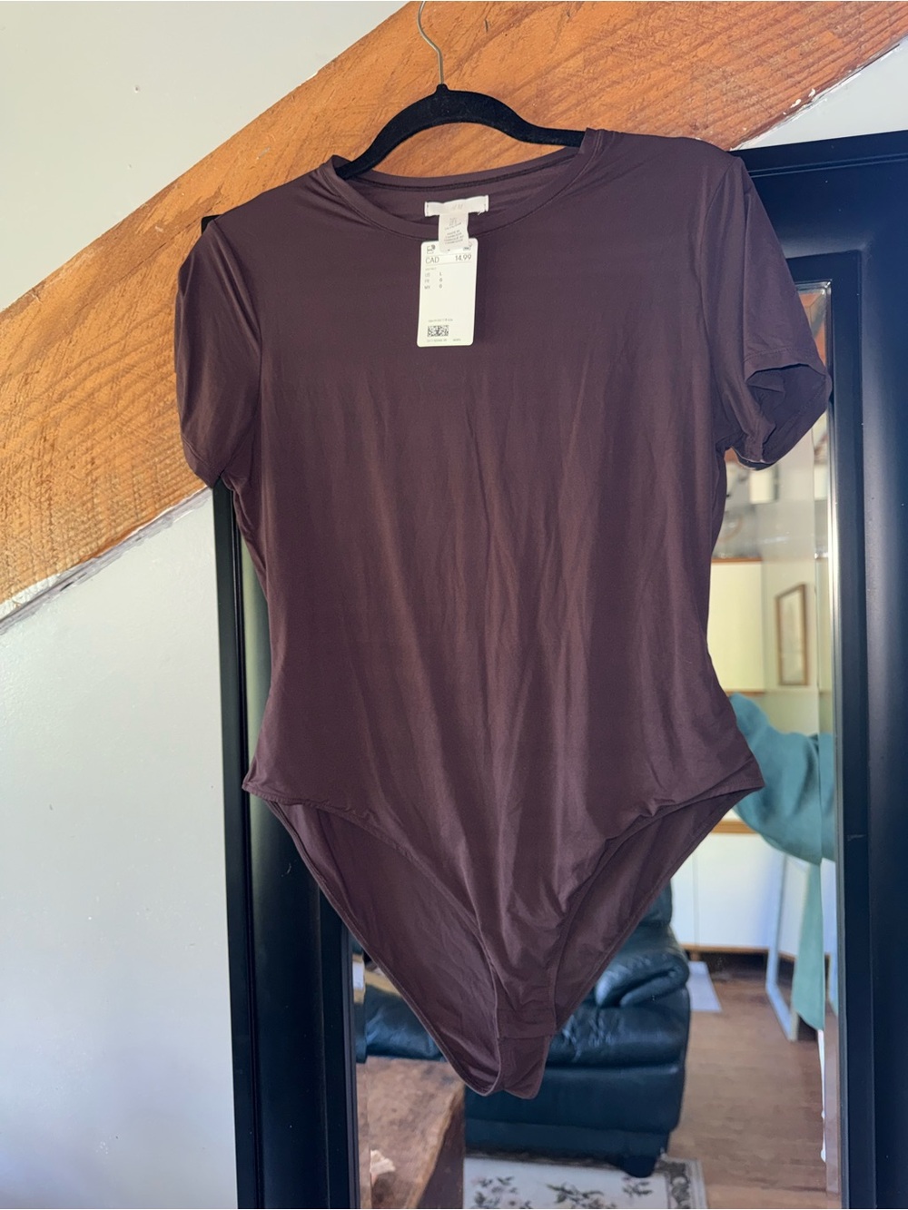 H&M Women's Short Sleeve Bodysuit - Dark Brown